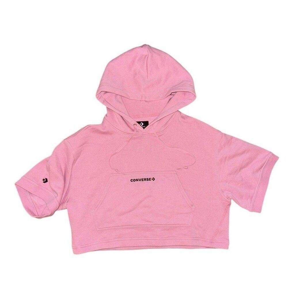Converse Star Chevron Pullover Hoodie Pink Women Kangaroo Pocket Sweatshirt Xs